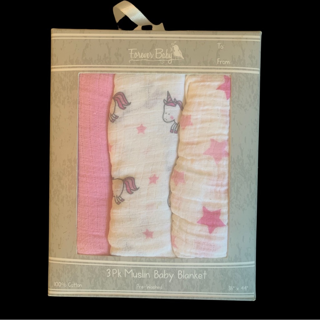 Forever 21 3-Pack Muslin Baby Blanket - Pink And White